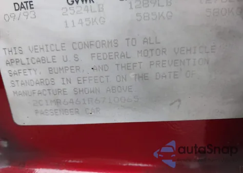 1994 Geo Metro from USA, damaged, VIN 2C1MR6461R6710065